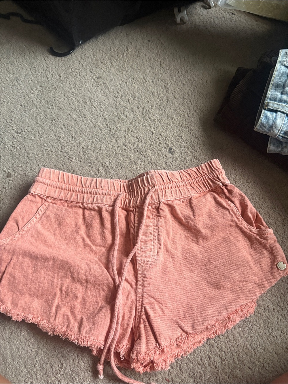 Roxy Coral Pink High-Waist Drawstring Shorts
